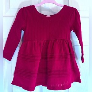 Burt’s Bees Cardinal Pointelle Red baby dress size 3-6M Organic Cotton